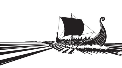 Powerful Viking longship sailing across the sea, a symbol of adventure and exploration, perfect for historical projects, game design, and travel brochures showcasing Norse heritage