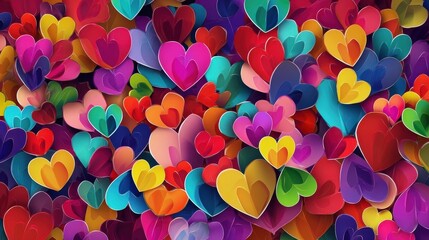 Valentine's Day background with floral hearts, ideal for love themes, gift packaging, and romantic designs.