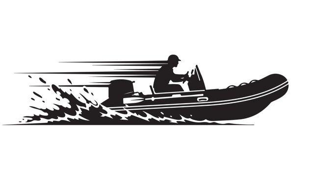 Experience thrilling speedboat adventure with a skilled driver navigating choppy waters, creating a dynamic splash and conveying a sense of speed and excitement on the open sea