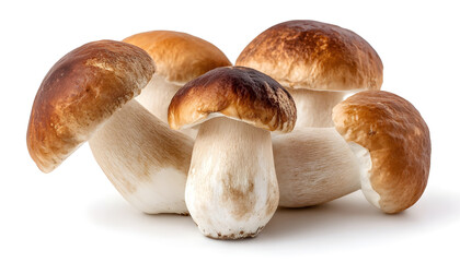 Fototapeta premium Group of fresh porcini mushrooms isolated on a white background
