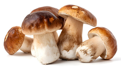 Fototapeta premium Group of fresh porcini mushrooms isolated on a white background