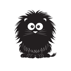 Fluffy Fuzzball Wide-Eyed Black Lion Mascot
