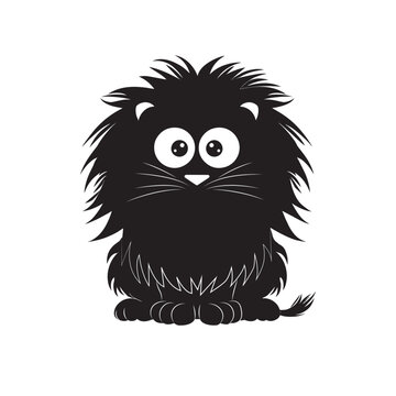 Fluffy Fuzzball Wide-Eyed Black Lion Mascot