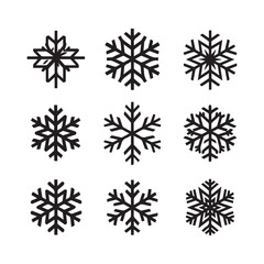Vector snowflake icon set winter symbol cold weather icon frost graphic isolated on white background