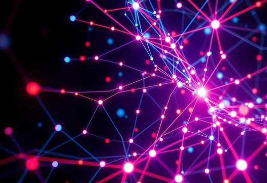 Abstract glowing network nodes and lines forming a futuristic digital grid,  network,  abstract