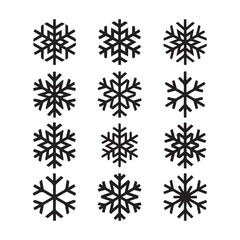 Vector snowflake icon set winter symbol cold weather icon frost graphic isolated on white background