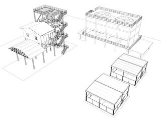 3D illustration of industrial project