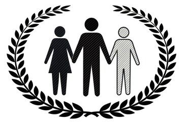 Family icon with laurel wreath vector illustration symbol of unity