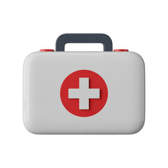 Obraz premium White medical kit with red cross isolated on a transparent background