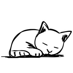Cat illustration naive style hand drawing