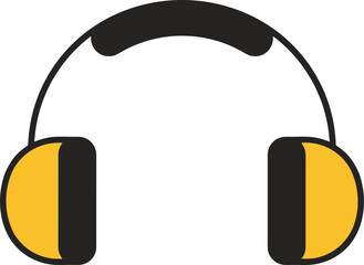 Stylized headphones illustration, black headband, yellow ear cups, audio gear, music accessory, sound design, minimal art, entertainment concept, vector