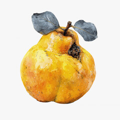 Artistic Yellow Quince with Leaves