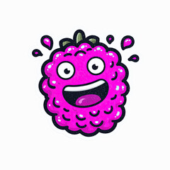 Happy Cartoon Raspberry Character