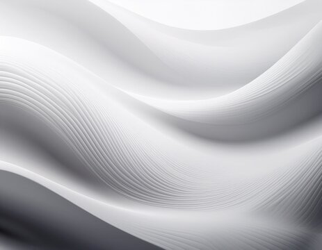 abstract white background with smooth flowing waves and subtle shadow gradients creates a modern clean look