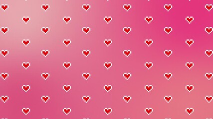 Pixel hearts on soft pink gradient background. Pixelated romantic and cute abstract retro animation perfect for Valentines Day, love themes, greeting cards, celebration. Seamless loop animation 4k