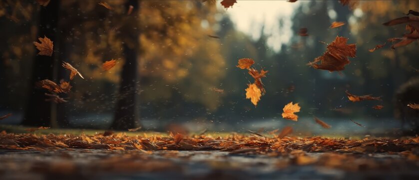 Simple autumn background with falling leaves, perfect for creating a seasonal atmosphere in graphics, posters, and digital content.