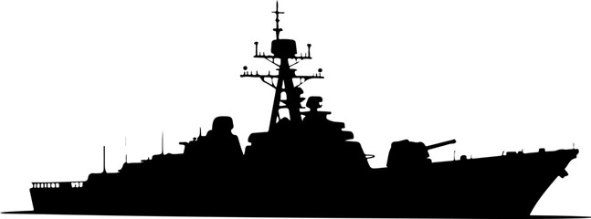 Warship navy  silhouette vector illustration