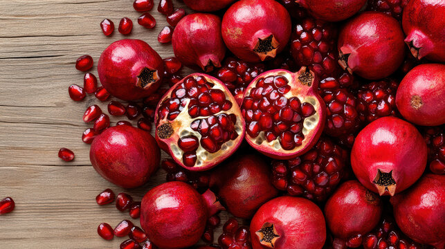 Pomegranate seeds ruby fruit red fresh juicy aromatic - Powered by Adobe