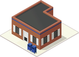Small isometric urban post office building