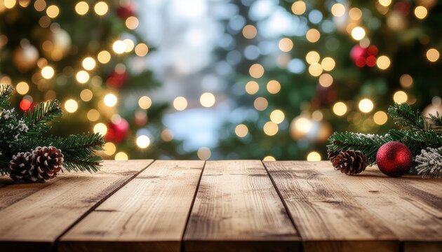 Festive christmas celebration winter wonderland holiday decor indoor setting cozy atmosphere vibrant lights and ornaments festive table display