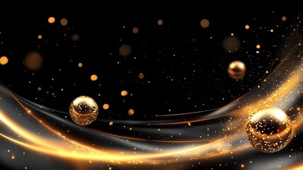 Obraz premium Black and Gold Decor Element Image, Visual Design Element (Suitable for Advertising Design, Dynamic Materials, Artistic Scenarios, etc.)