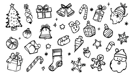 Doodle Christmas Icons Festive Sketch Collection