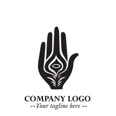 Minimalist Black Hand Logo Symbol on White Background in Clean Modern Silhouette Style