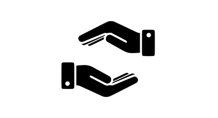 Fototapeta premium Two Hands Symbolizing Protection and Care in Black Silhouette.