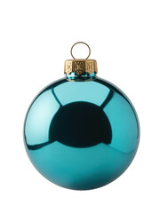Obraz premium Shiny blue ornament with gold cap isolated on a transparent background