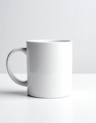 Obraz premium Clean white ceramic mug for coffee or tea studio product shot.