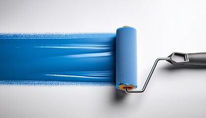 ultra quality image of paint roller with logn blue stroke