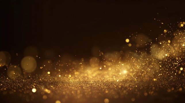 Bokeh light and gold glitter background, perfect for creating a sparkling look in holiday designs and digital content.