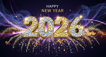 Sparkling Number 2026 Concept For New Year Celebration Posters