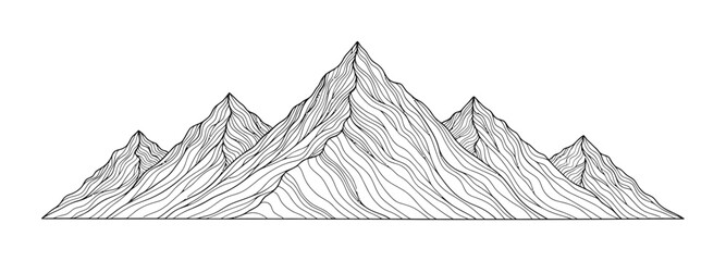 Mountain range outline vector drawing landscape peak nature background eps silhouette
