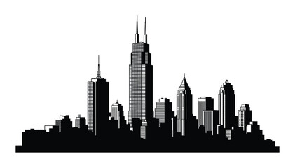 Naklejka premium Cityscape silhouette vector illustration of urban skyline buildings eps