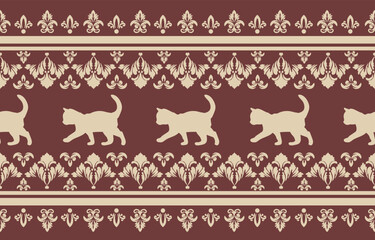 Cute seamless cat pattern vector with playful kittens, perfect for kids fabric, wallpaper, stationery, and gift wrapping.