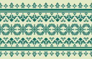 Elegant luxury damask seamless pattern with vintage floral ornament, suitable for wallpaper, packaging, wedding invitations, and fabric design.