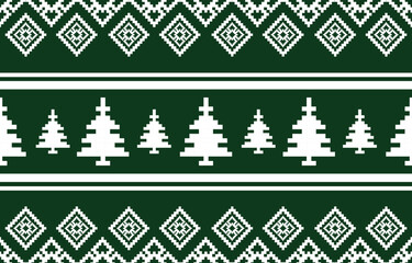 Seamless Christmas pixel pattern vector in retro 8-bit style, featuring festive holiday motifs. Perfect for Christmas wrapping paper, sweaters, greeting cards, backgrounds, and textile design.