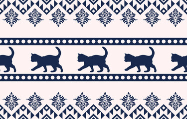 Cute seamless cat pattern vector with playful kittens, perfect for kids fabric, wallpaper, stationery, and gift wrapping.