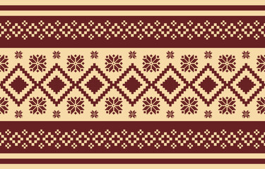 Seamless Christmas pixel pattern vector in retro 8-bit style, featuring festive holiday motifs. Perfect for Christmas wrapping paper, sweaters, greeting cards, backgrounds, and textile design.