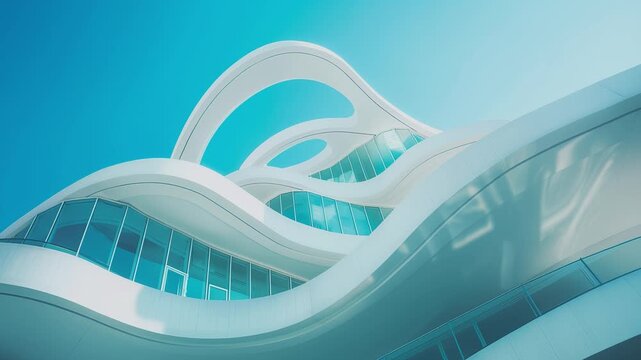 Parametric architecture building with flowing lines