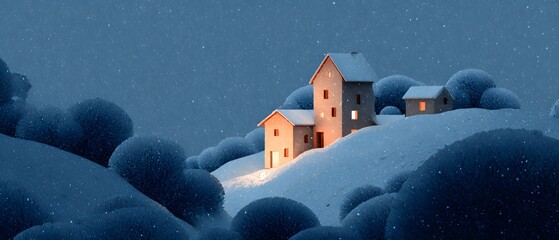 Winter Town Scene