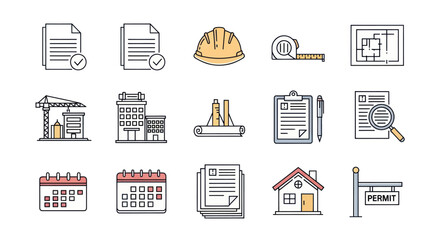 Construction and Real Estate Icons Set Vector Illustrations.
