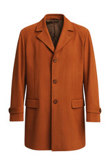 Warm orange coat with buttons isolated on a transparent background