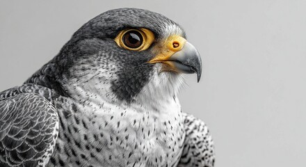 Peregrine Falcon Close Up Portrait on White Background High Detail Wild Bird of Prey
