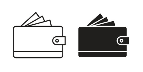 Cryptocurrency wallet icon simple vectors in black, suitable for projects