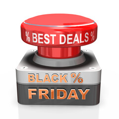 3d Buzzer für Start Black Week mit besten Preisen, best Deals freigestellt auf transparenten Hintergrund
