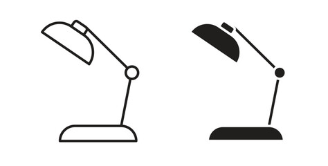 Desk lamp icon simple vectors in black, suitable for projects