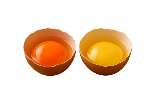 Comparison of the color of egg yolks in two open egg shells