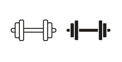 Dumbbell icon simple vectors in black, suitable for projects